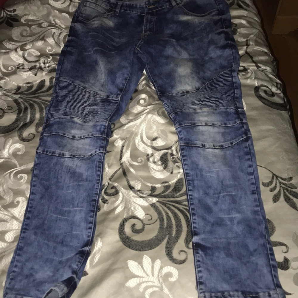 Blue biker jeans